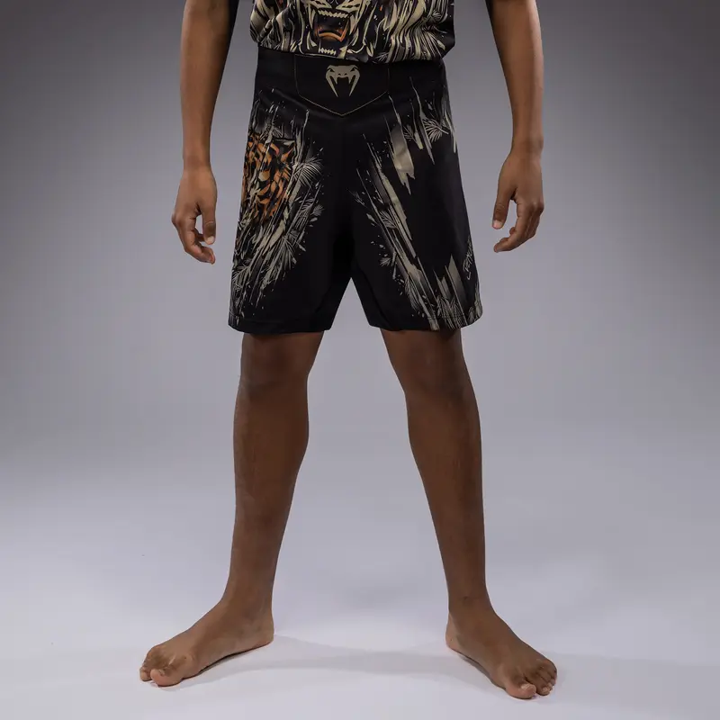 Short de Combat Venum Tiger pour Enfants - Noir/Orange Néon