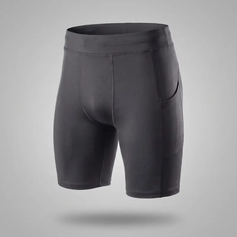 Short de Compression Homme avec Poche - Gris Foncé