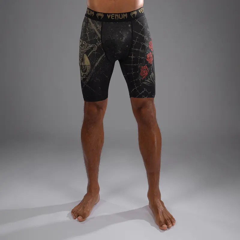 Short de compression pour Hommes Venum Santa Muerte 5.0 - Noir Profond/Or