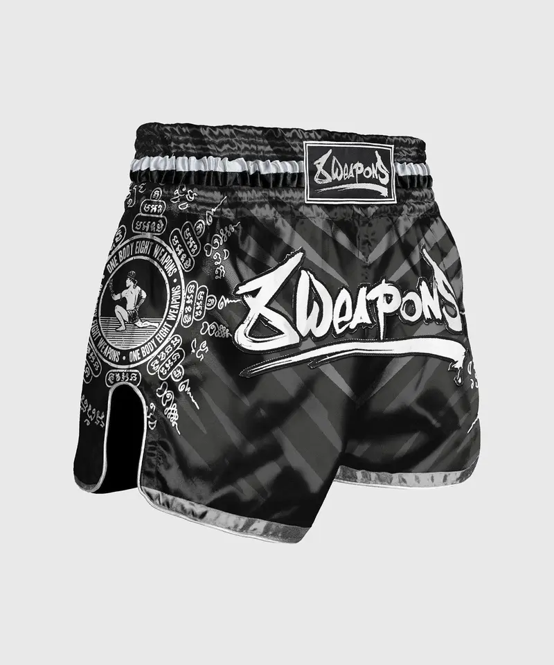 Short De Muay Thai 8 Weapons 8 Ways Yant - Noir/Argent