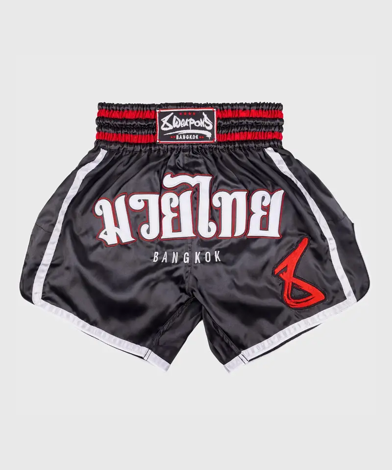 Short De Muay Thai 8 Weapons Bangkok - Noir/Blanc