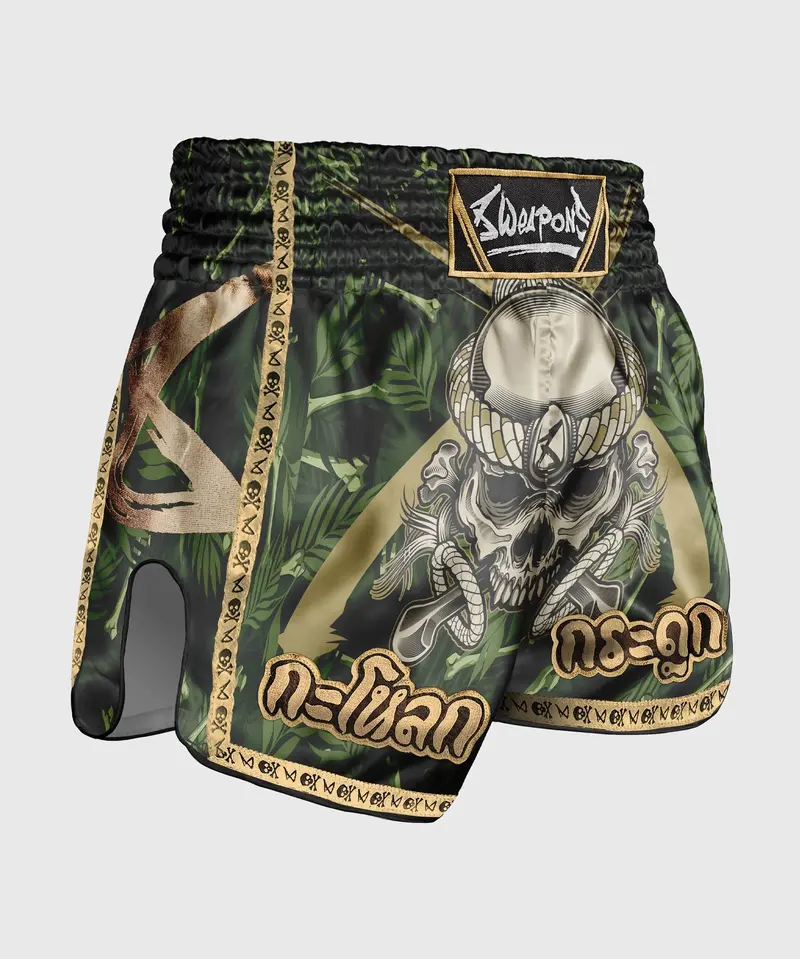 Short De Muay Thai 8 Weapons Bone Island - Kaki/Or
