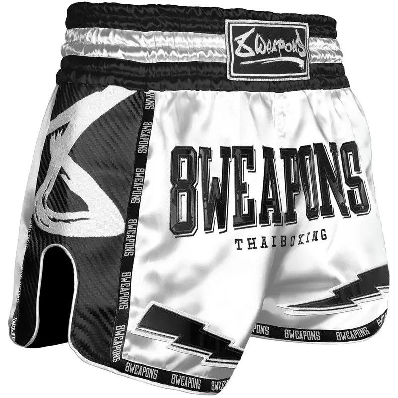 Short de Muay Thai 8 Weapons Carbon - Blanc