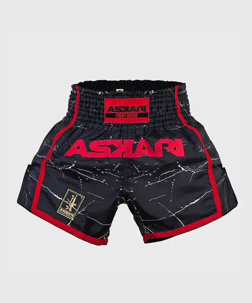 Short De Muay Thai Askari "Carrara" - Noir/Rouge