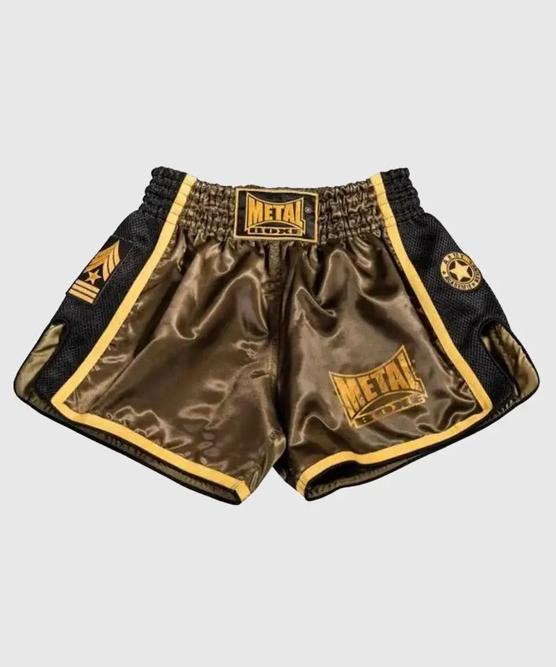 Short de Muay thai Metal Boxe Extrême – Kaki/Or