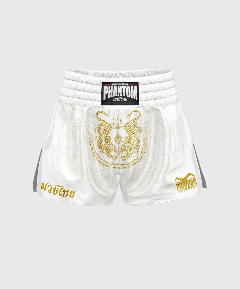 Short De Muay Thai Phantom Athletics Sak Yant - Blanc/Or