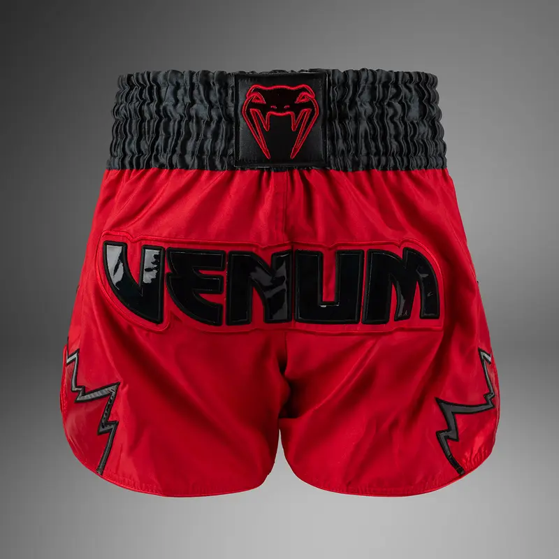 Short de Muay Thai Venum Inferno - Rouge/Gris Charbon/Noir