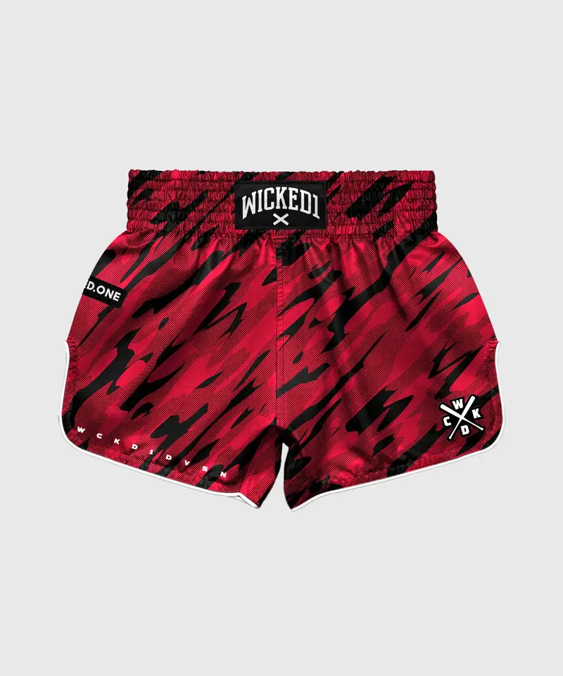 Short De Muay Thai Wicked One Camo - Rouge