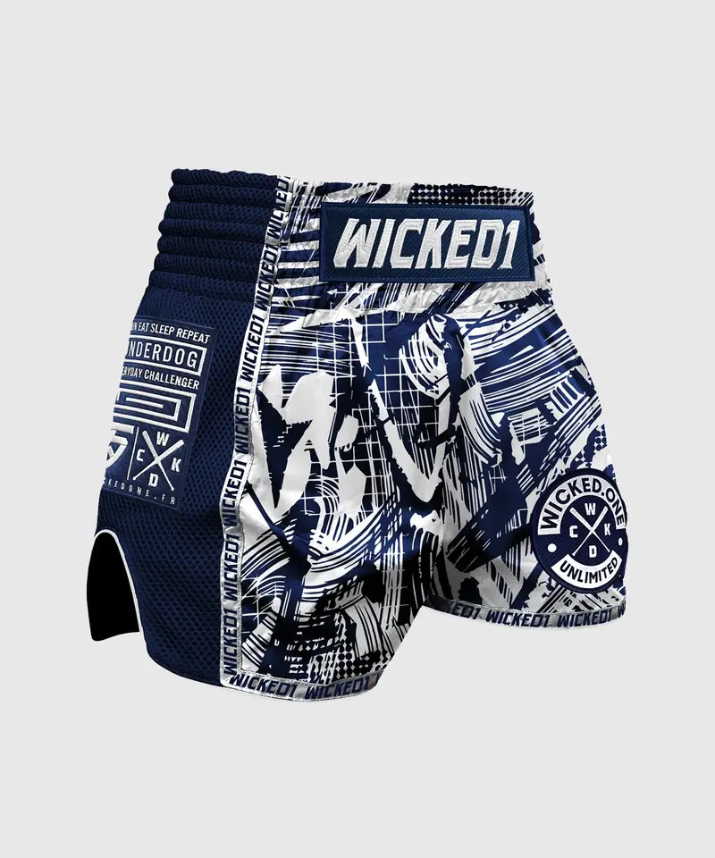 Short De Muay Thai Wicked One Havoc - Bleu Marine/Blanc