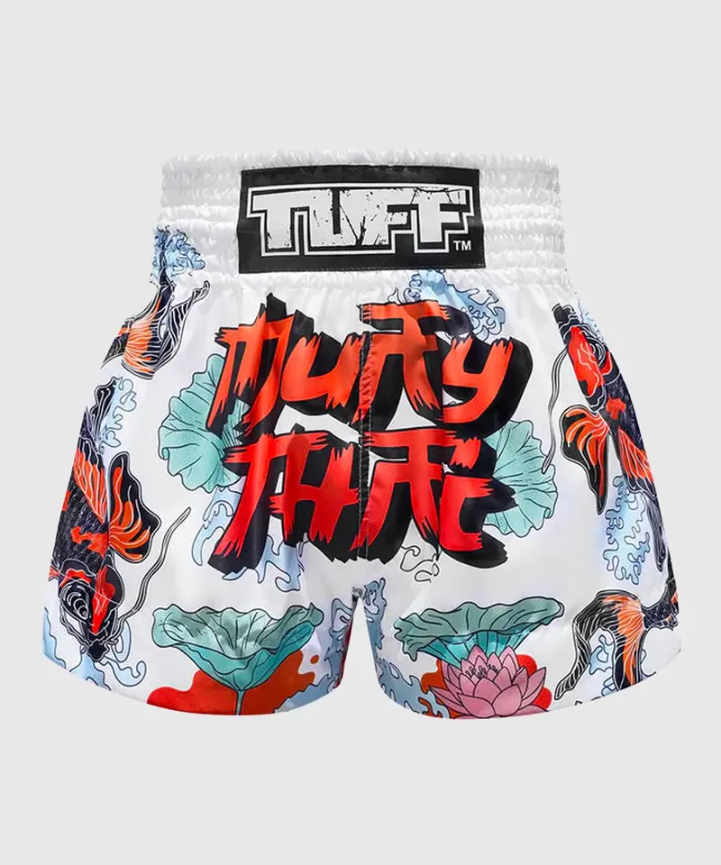 Short Muay Thai Tuff Japanese Koi Fish - Blanc