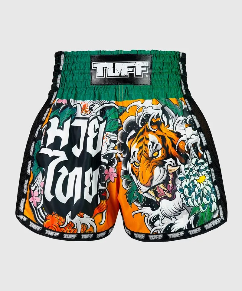 Short Muay Thai Tuff New Retro Tora Mori To Kingyo - Orange/Vert