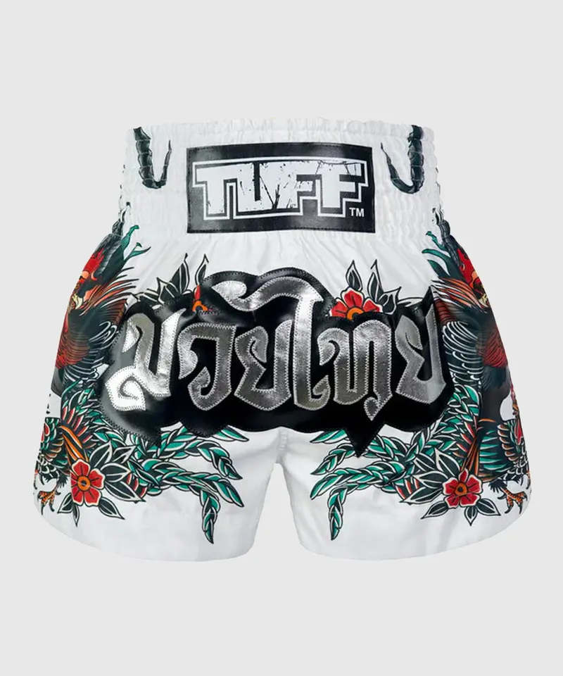 Short Muay Thai Tuff Origin Of Thai Rooster - Blanc