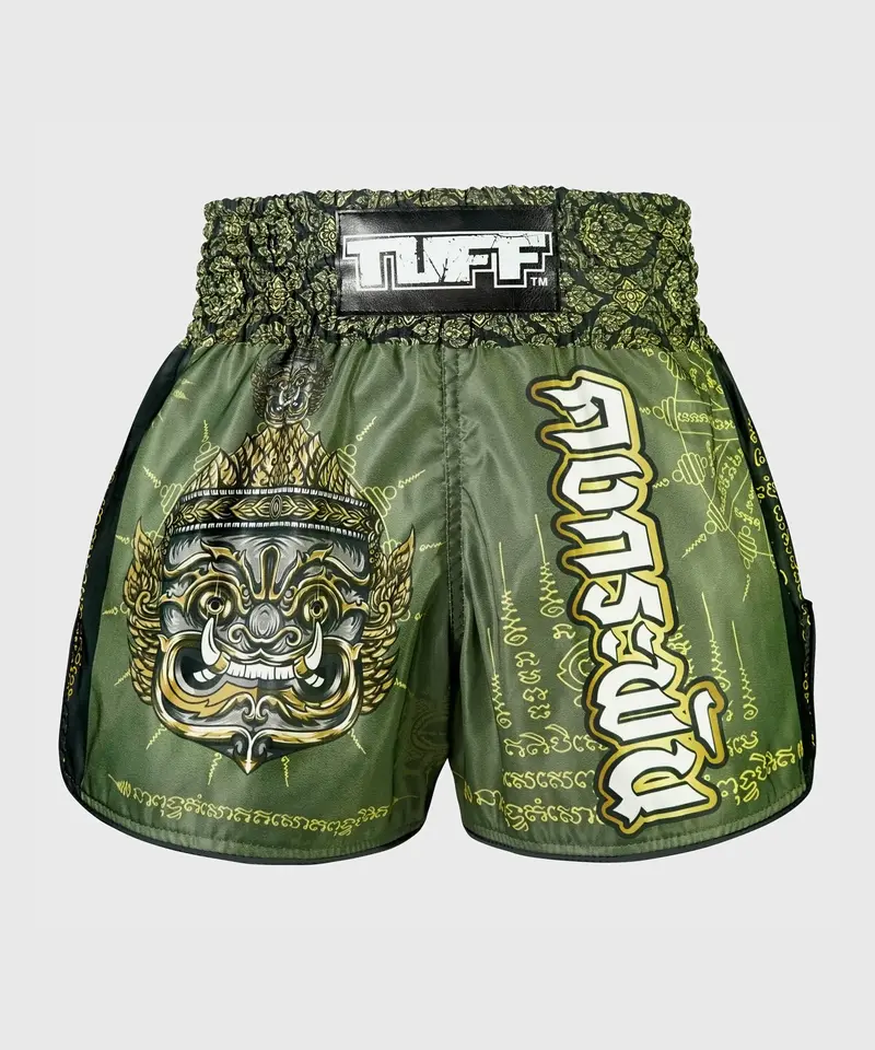 Short Muay Thai Tuff Retro Style "The Immortal Yaksa" - Kaki