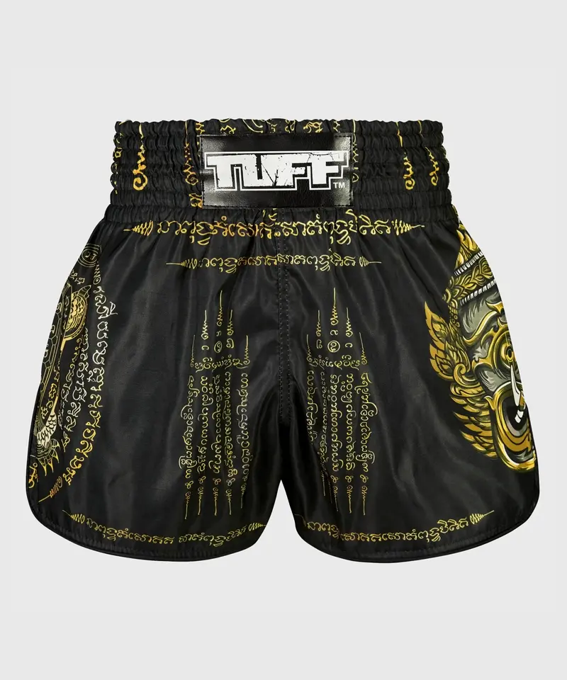 Short Muay Thai Tuff Retro Style "Yaksa Yantra" - Noir