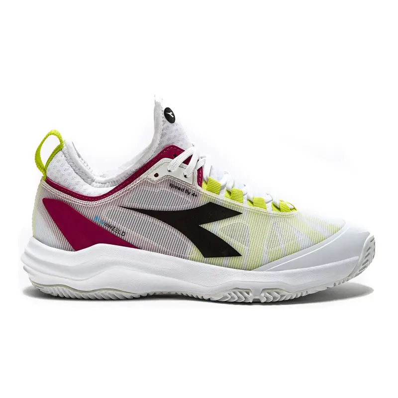 Speed Blushield Fly 4+ Chaussure Terre Battue Femmes-Blanc,Jaunes Fluo