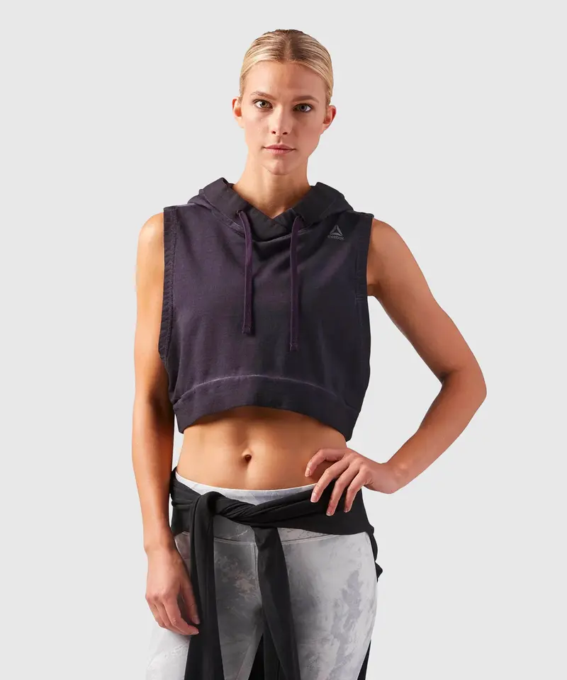 Sweat à capuche sans manche Glory Combat Reebok - Gris