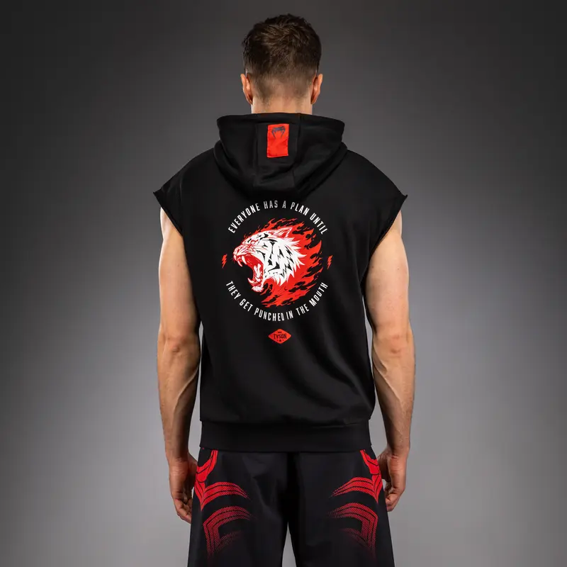 Sweat à capuche sans manches Venum x Mike Tyson Tiger - Noir Profond/Rouge Intense