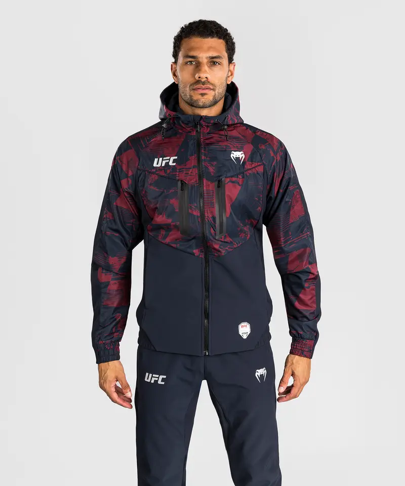 Sweat à capuche zippé Homme UFC Zenith by Venum Authentic Fight Week - Bleu marine/Bordeaux/Argent