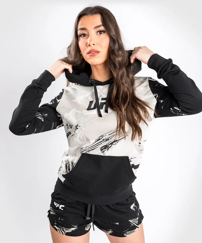 Sweatshirt à capuche pour Femmes UFC Venum Authentic Fight Week 2.0 - Sable/Noir