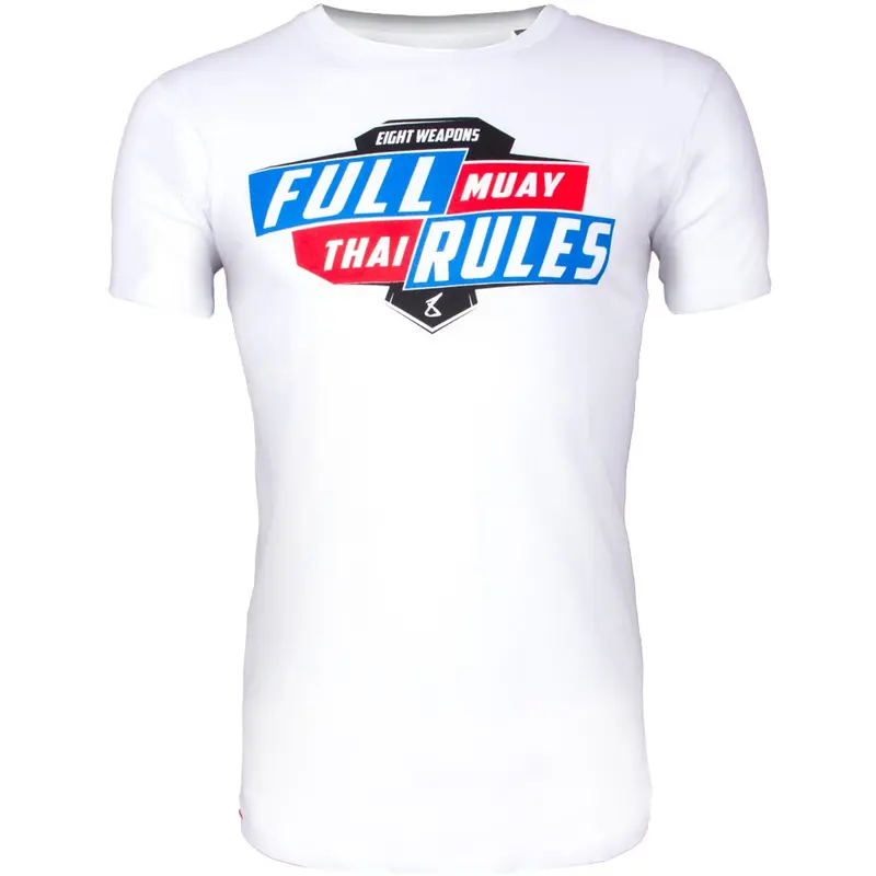 T-shirt 8 Weapons Full Muay Thaï Rules - Blanc