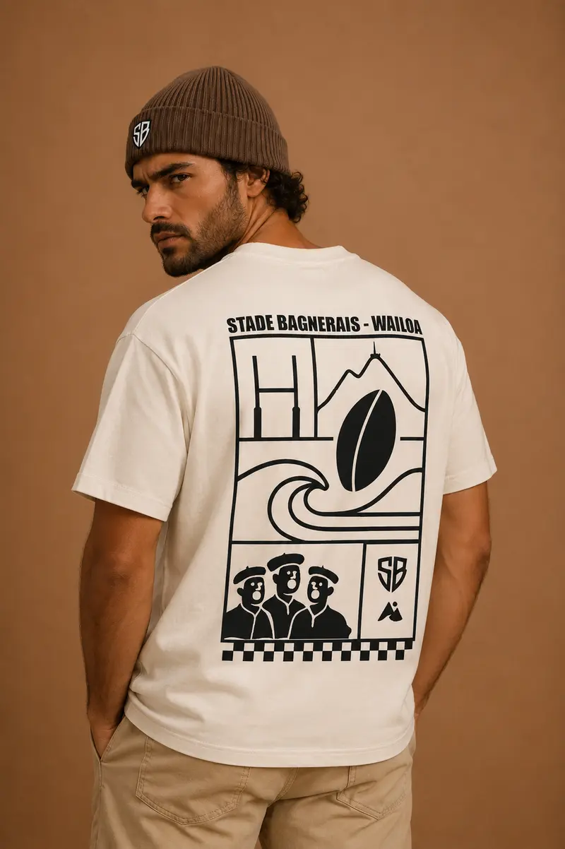 T-shirt oversize Capsule écru/noir Stade B.