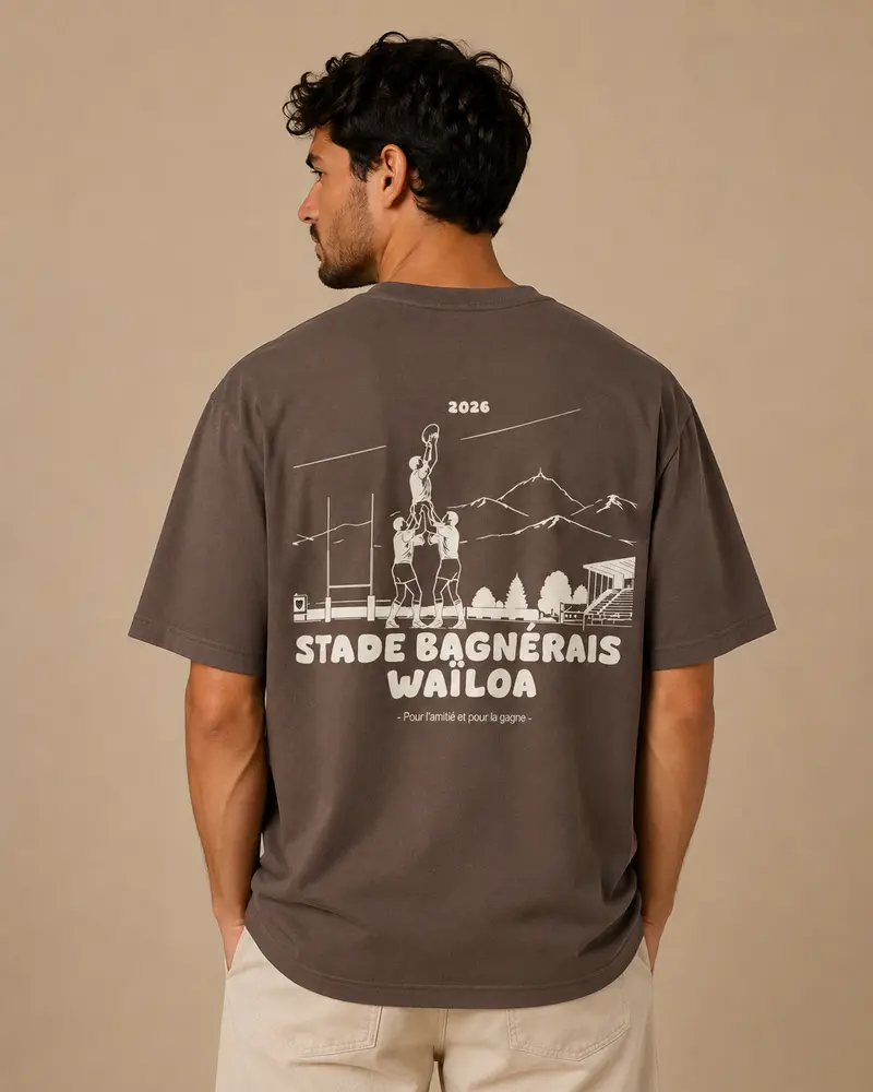 T-shirt oversize Marcel Cazenave marron/écru - Édition limitée Stade B.