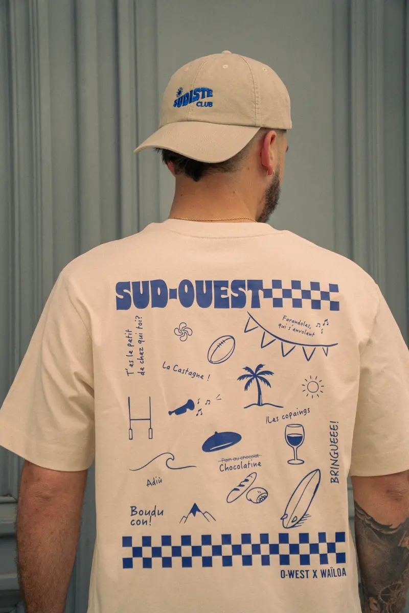 T-shirt Sud-Ouest écru/bleu