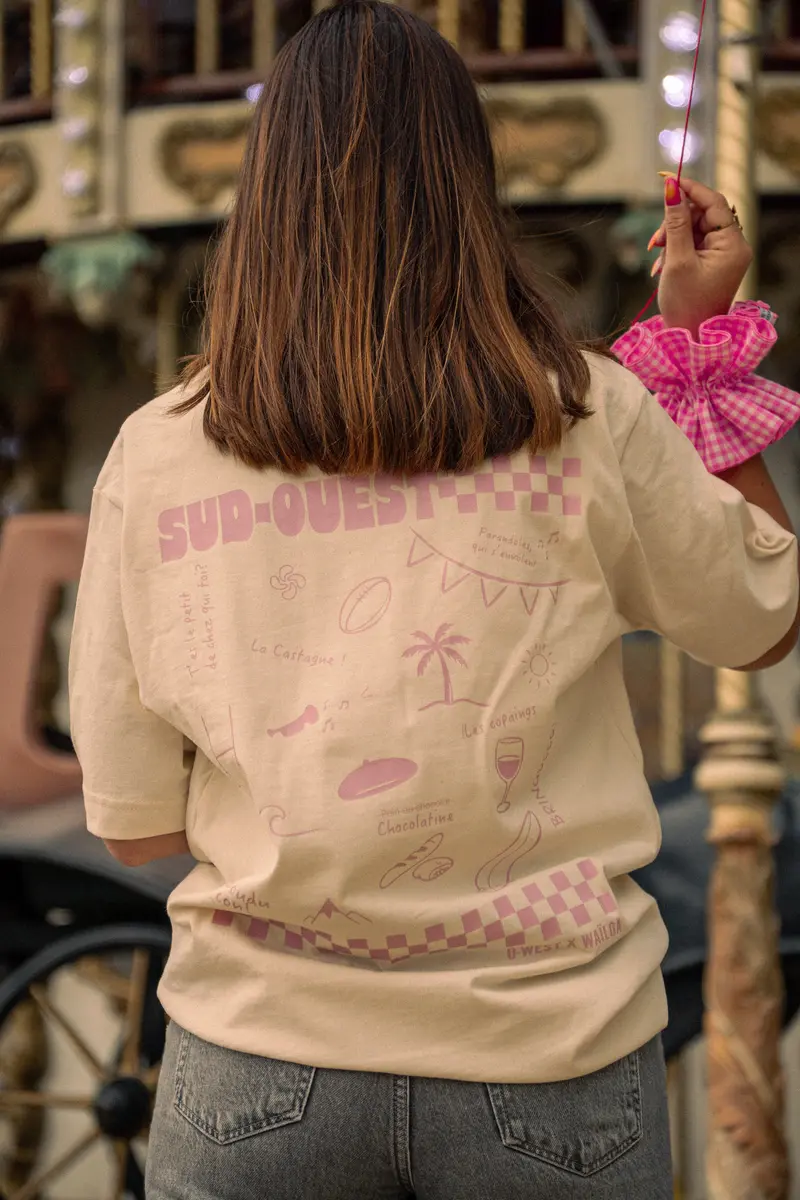 T-shirt Sud-Ouest écru rose