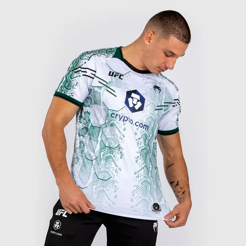 T-shirt Technique pour Hommes UFC Adrenaline by Venum Authentic Fight Night - Emerald Edition - Blanc/Vert