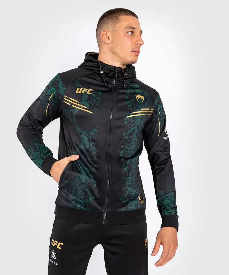 Veste à capuche pour Hommes UFC Adrenaline by Venum Authentic Fight Night - Emerald Edition - Vert/Noir/Or