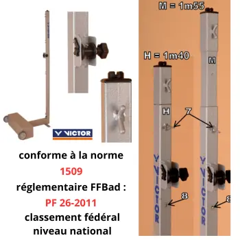 VICTOR POTEAUX COMPETITION HOMOLOGUES FFBaD lestés hauteur réglable (la paire)