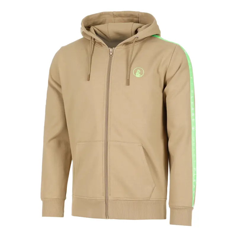 Wild Taped Zip Gilet En Coton Hommes-Beige,Vert Fluo