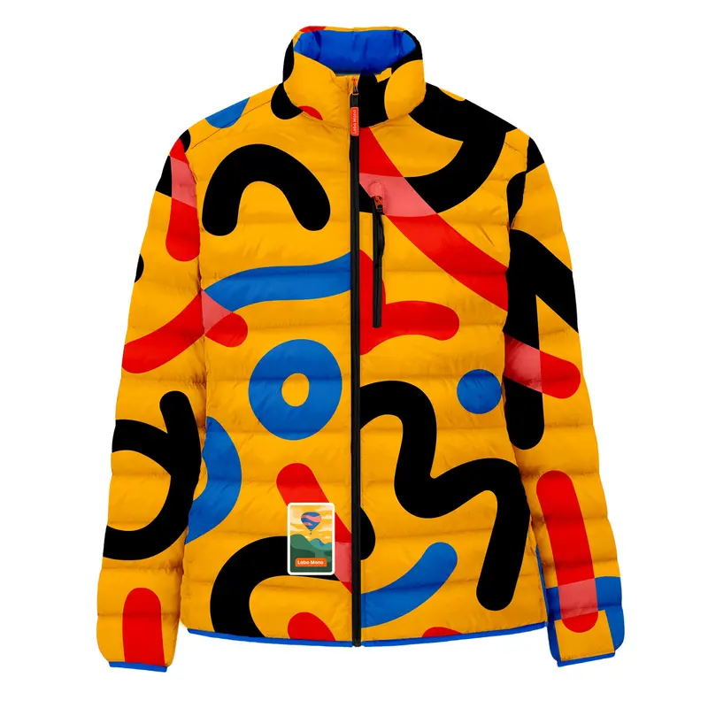 Women's Puffer-Puffer Jacket - Fizzy Yellow & Blue